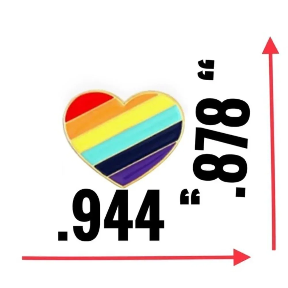 Rainbow Pin Enamel Brooches Heart and Flag LGBTQ Bright Festival Colors 2 Pieces